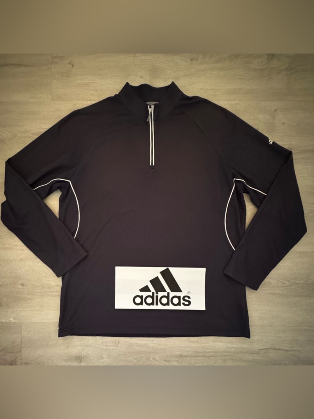 ADIDAS Men’s Quarter Zip Climalite Pullover with White Piping - L
